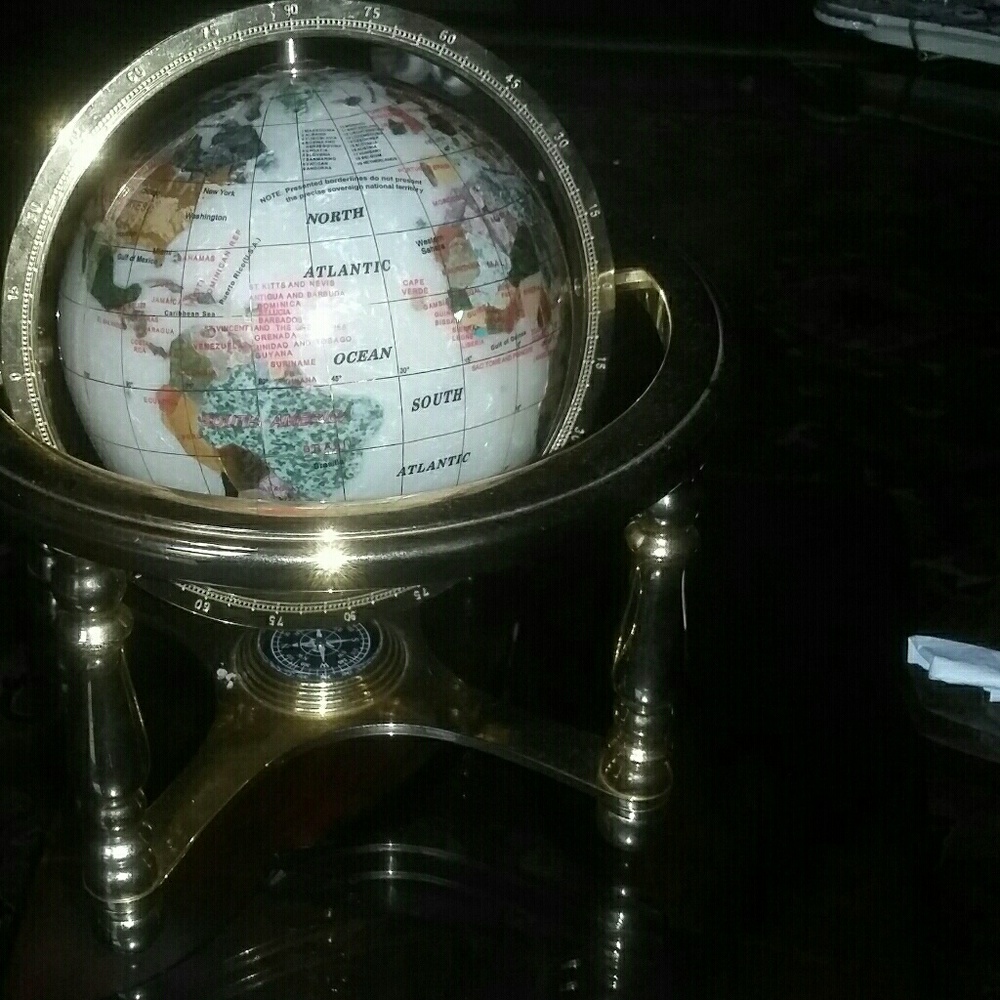 Semi precious stones and mother of pearl globe